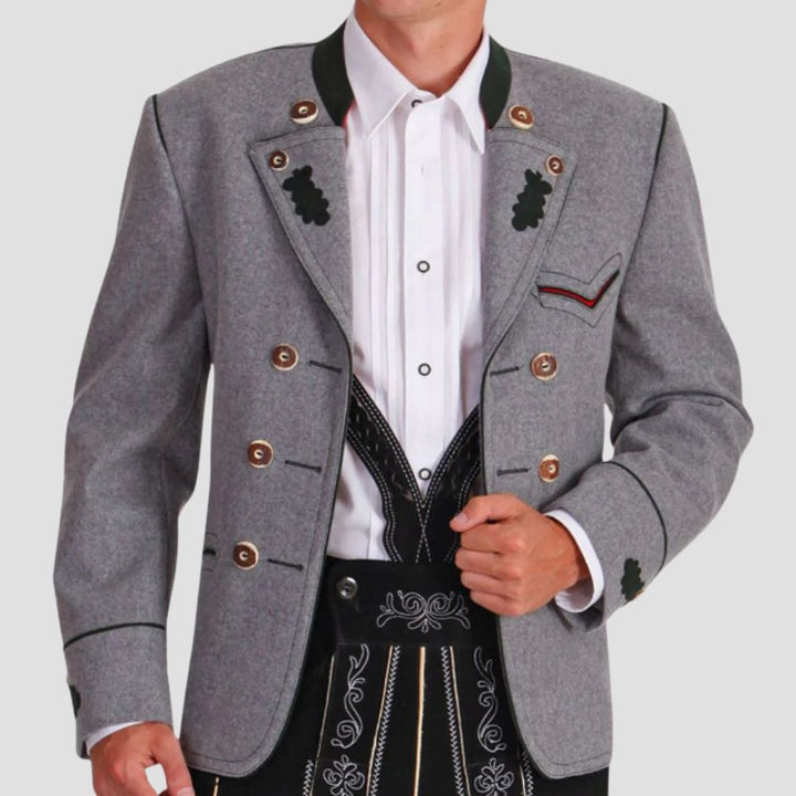 Men’s Double-Breasted Embroidered Trachten Jacket