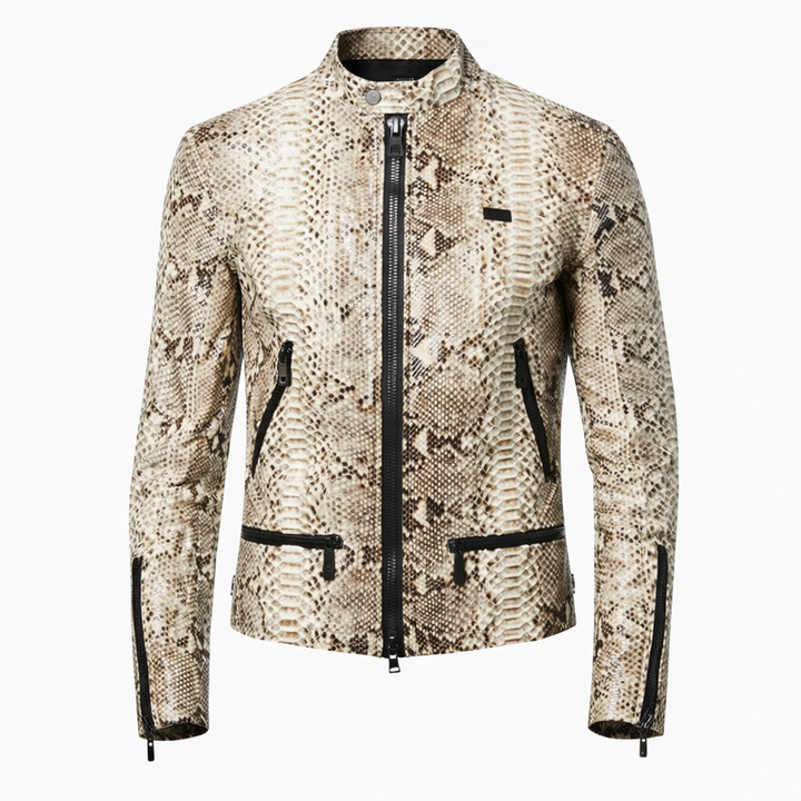 Men’s snakeskin leather jacket made from premium genuine leather