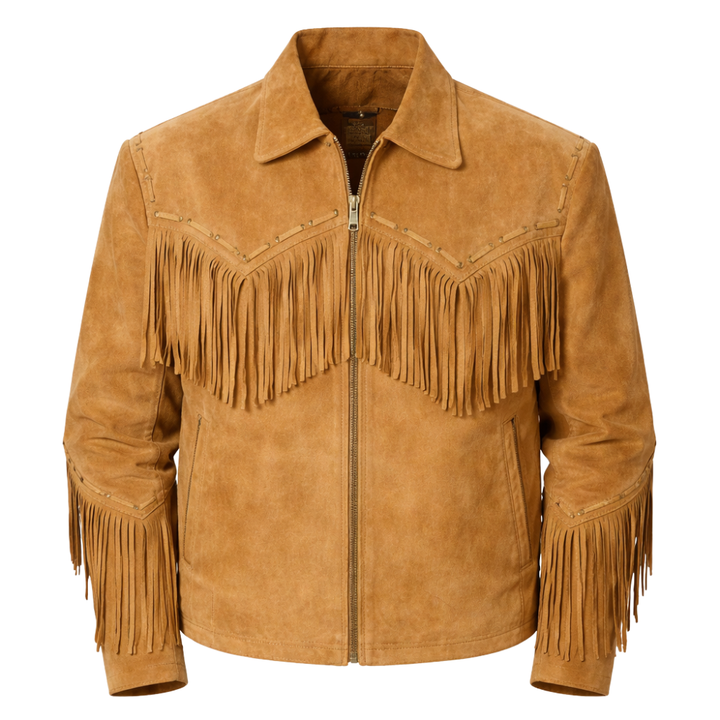 men suede western fringed jacket with cowgirl styling