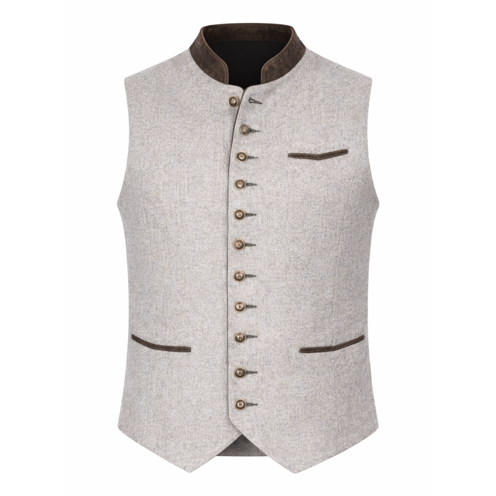Classic men’s trachten vest with Bavarian embroidery for festivals