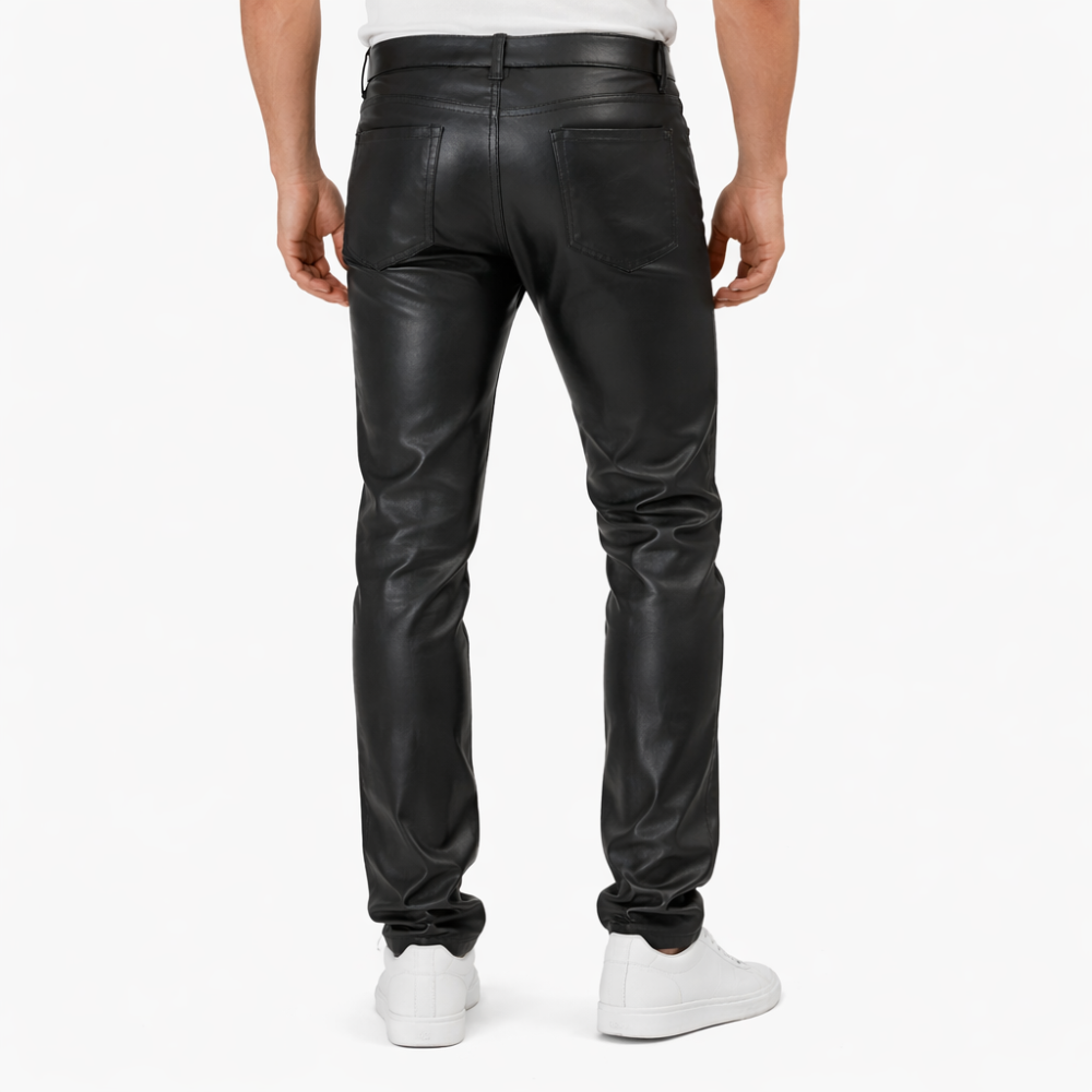 Stylish black leather pants for men for casual wear