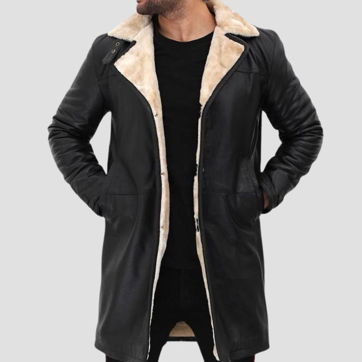 Perfect for the colder months, this sheepskin shearling coat combines luxury and comfort.