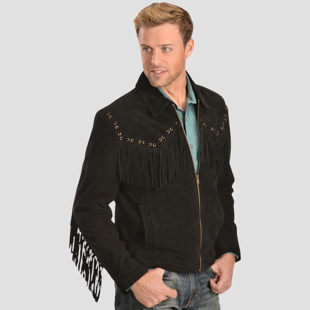 Enjoy stylish western fashion without breaking the bank with this affordable men’s suede fringe jacket for casual wear.