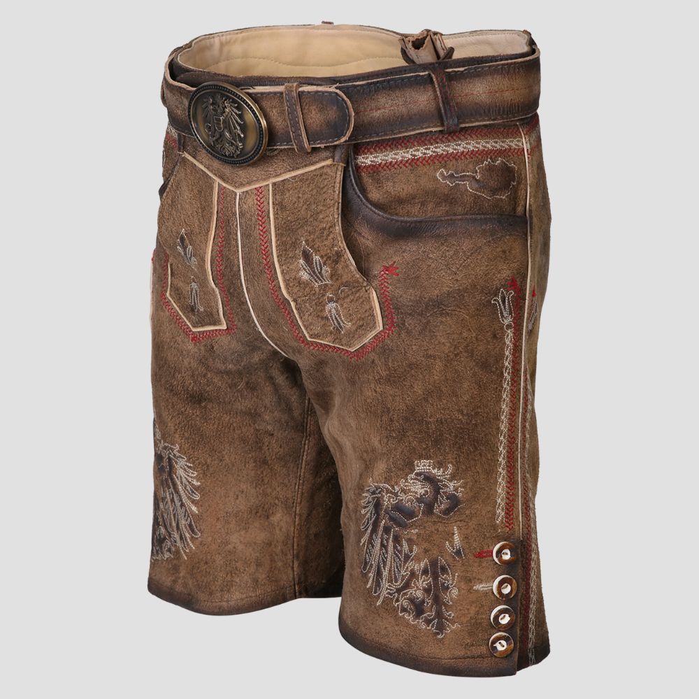 Embrace authentic Oktoberfest fashion with these brown Lederhosen, designed for comfort and tradition.