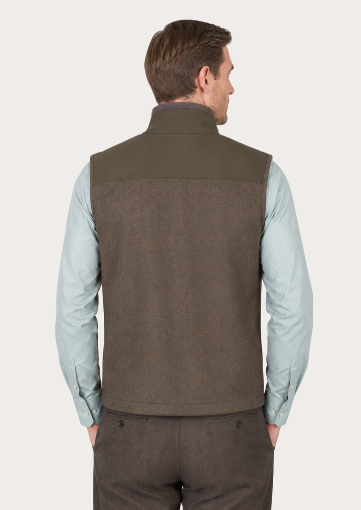 Men's brown Merino wool Loden waistcoat inspired by authentic Austrian heritage fashion