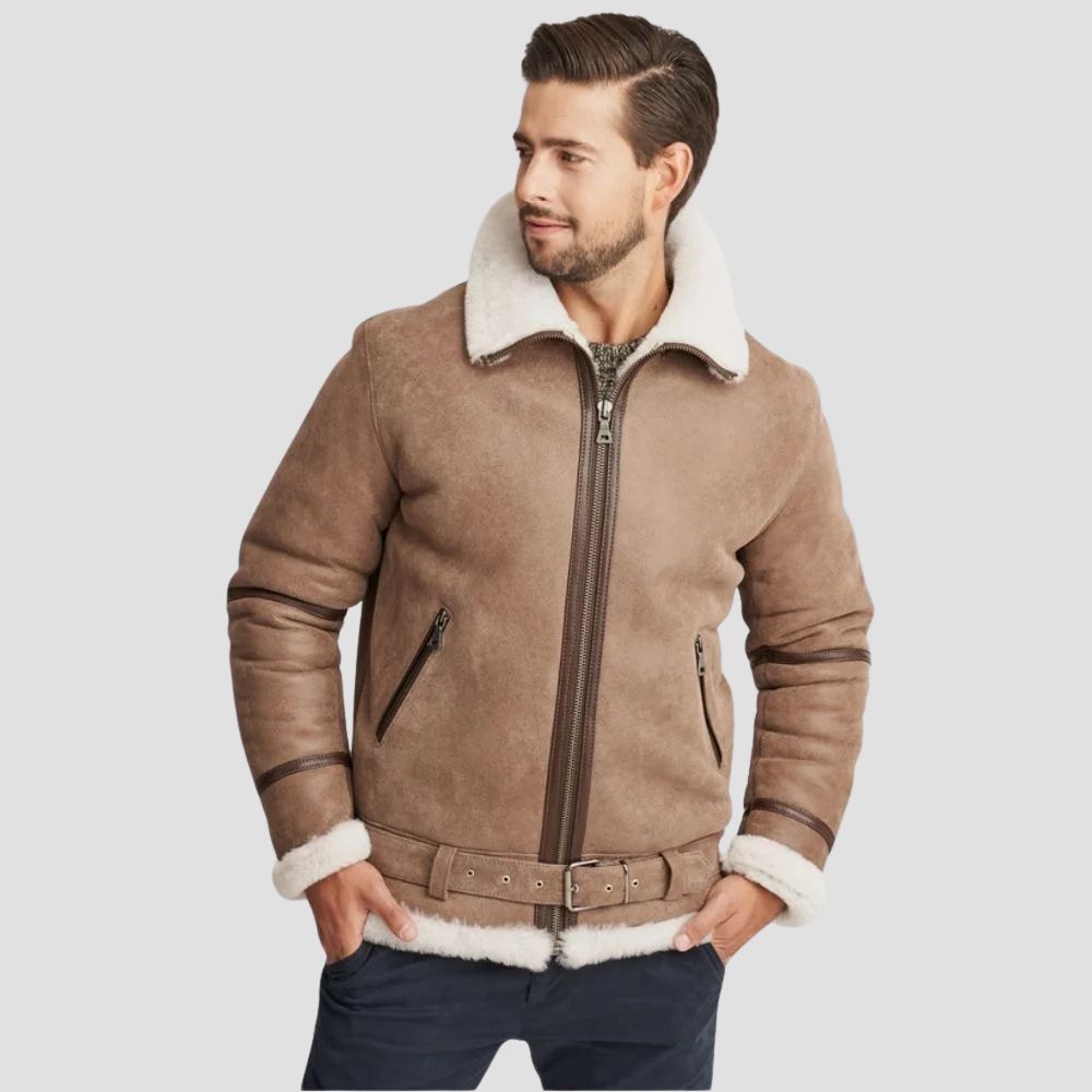 Stay warm and stylish in this men’s B3 shearling-lined aviator jacket, ideal for cold-weather adventures.