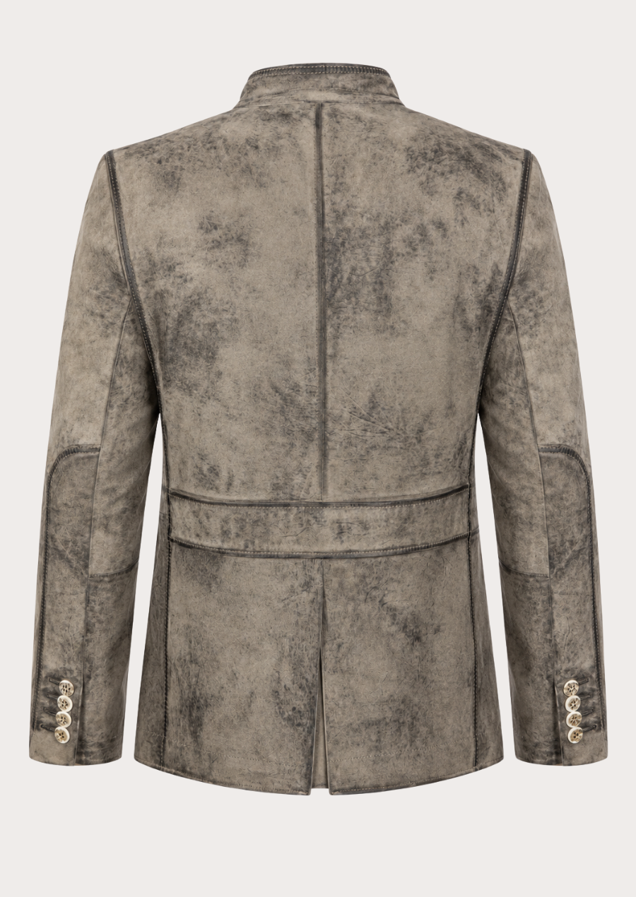 Men's distressed leather Trachten jacket inspired by authentic Alpine heritage