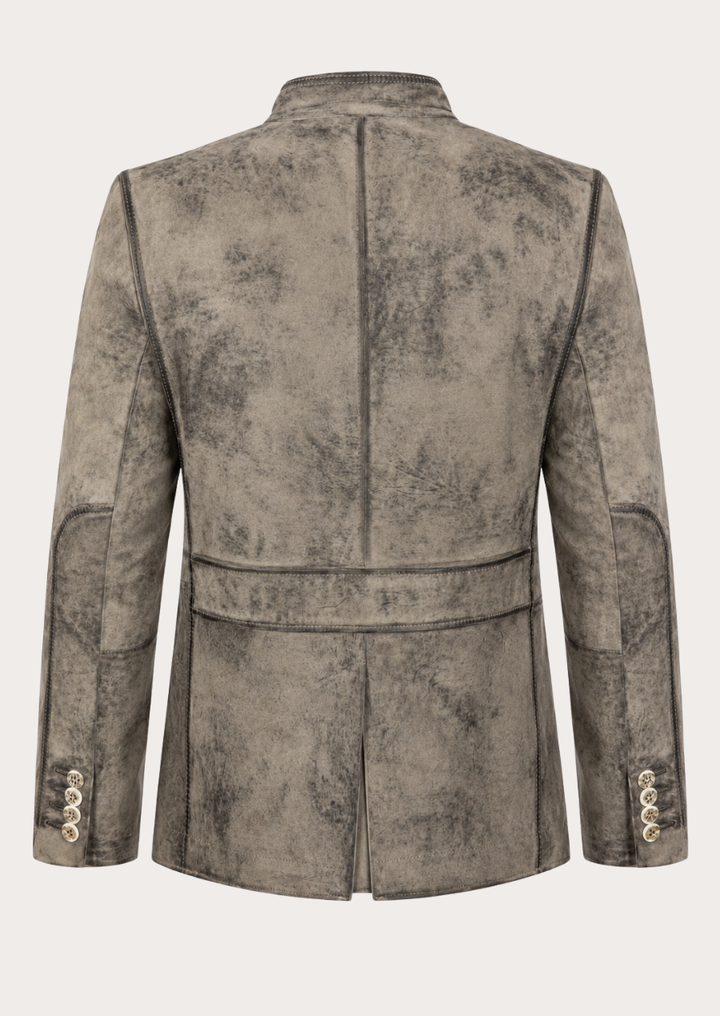 Men's distressed leather Trachten jacket inspired by authentic Alpine heritage