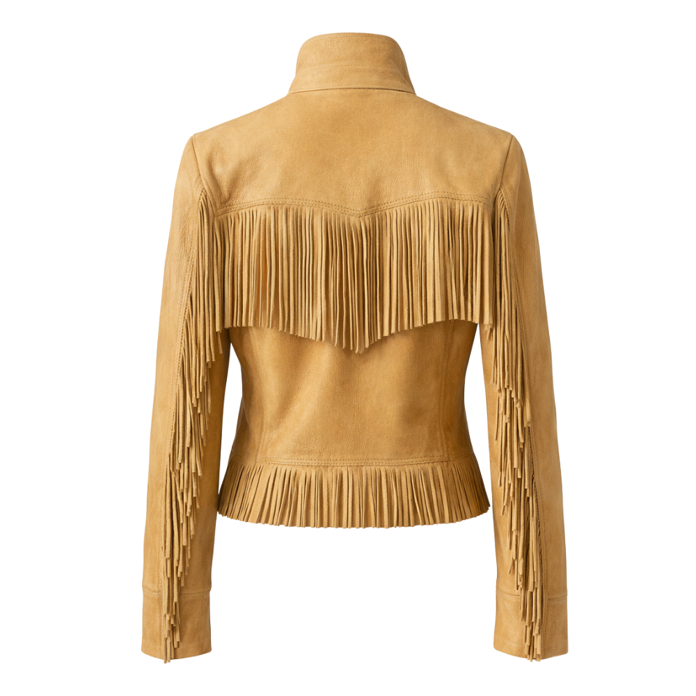 Men's distressed brown sheepskin western style jacket