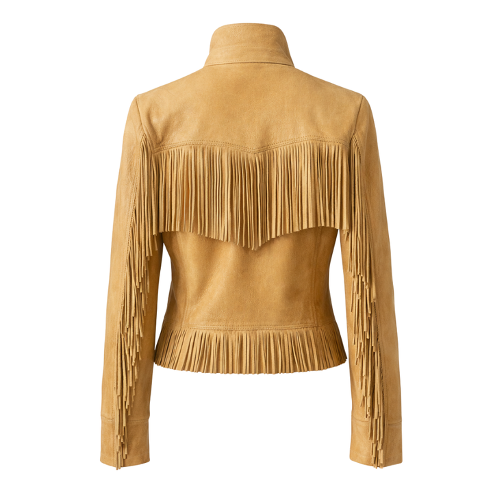 Men's distressed brown sheepskin western style jacket