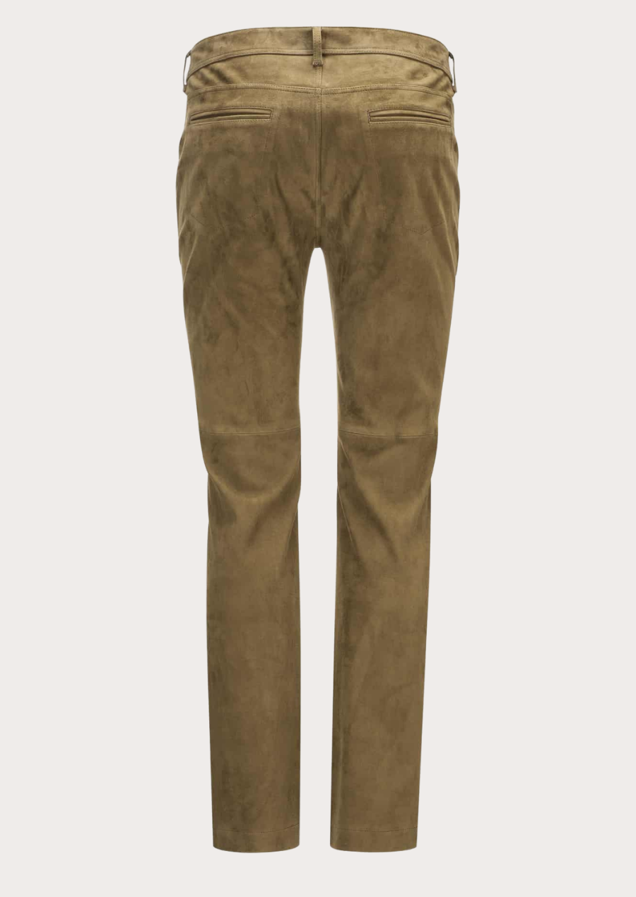 Men's premium brown suede leather trousers crafted for comfort and durability