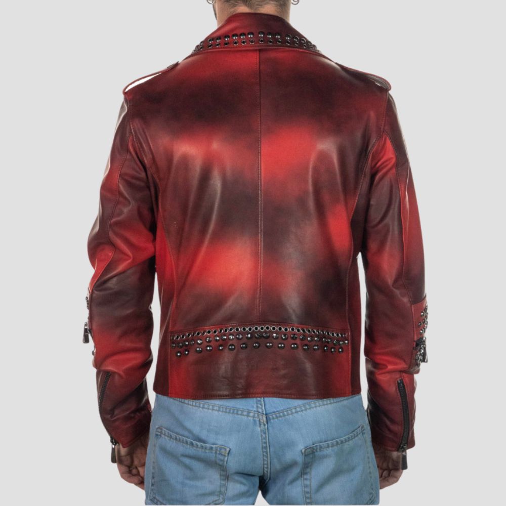 Embrace your rebellious side with this vintage punk rock leather jacket, designed for bold fashion lovers.