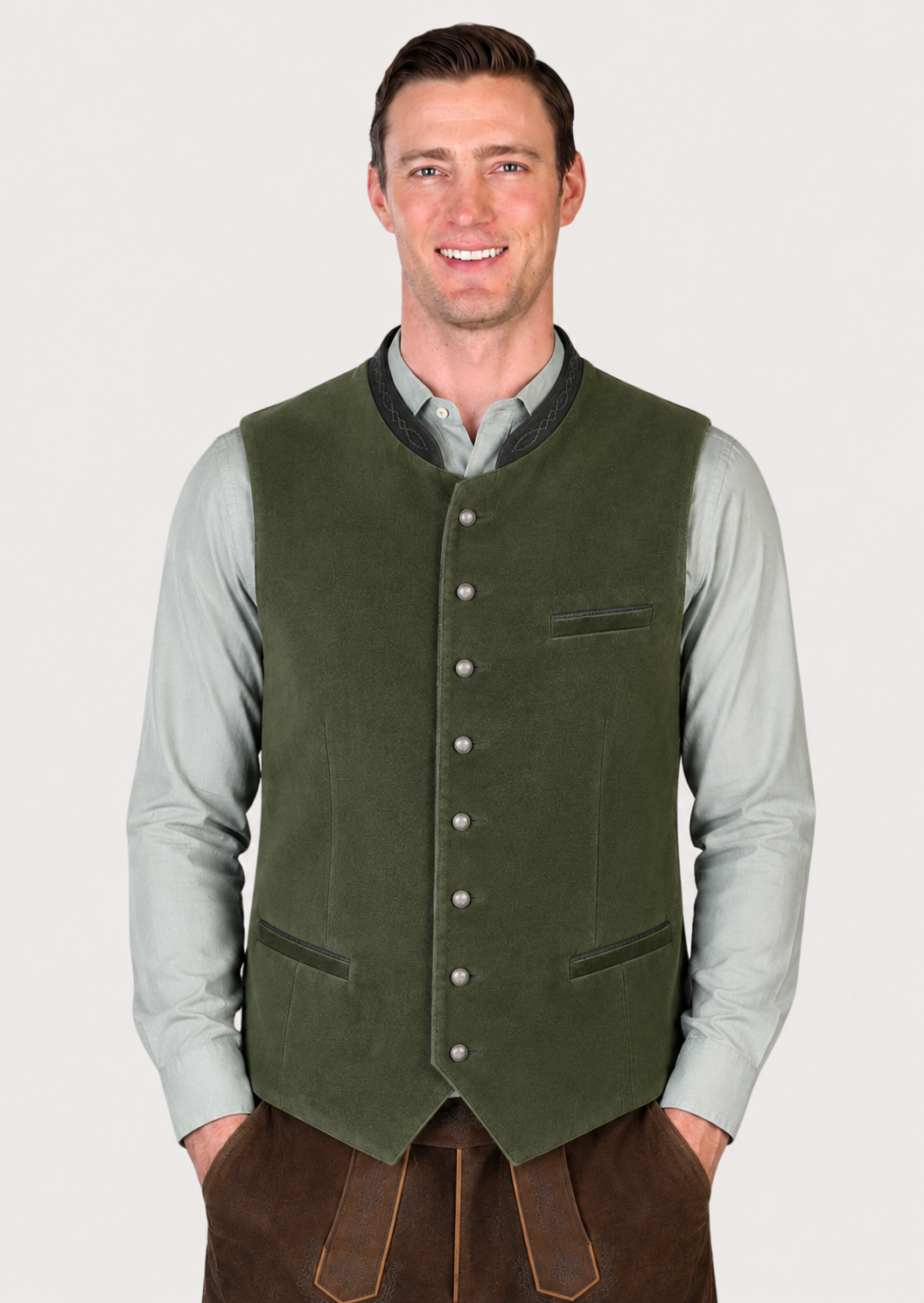 Men's Lederhosen vest in traditional Bavarian Oktoberfest style