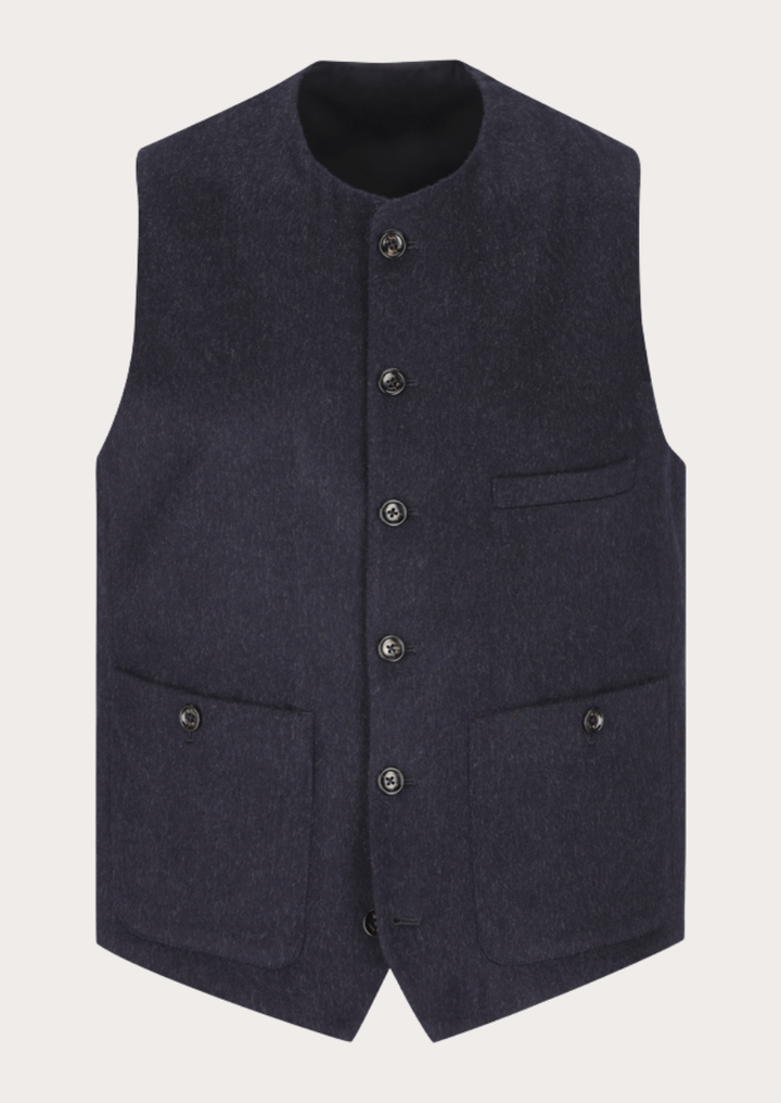 Men's Merino wool Loden vest crafted as a traditional wedding waistcoat