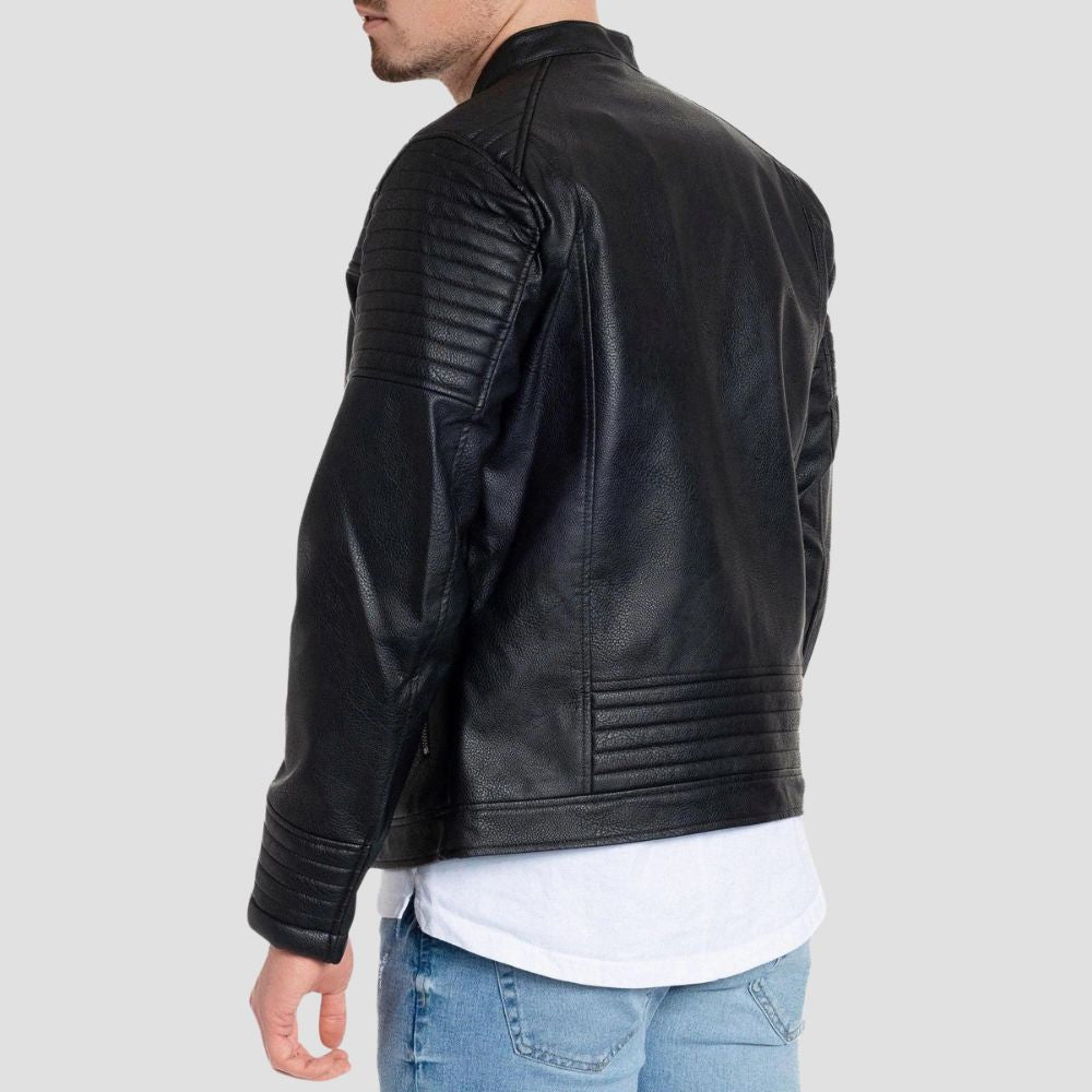 Embrace the road in this premium leather biker jacket, offering both durability and classic motorcycle fashion.