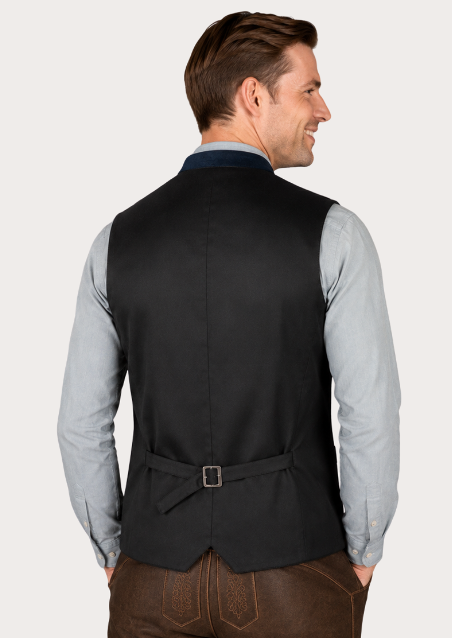 Men's gray wool Trachten waistcoat crafted for Oktoberfest and traditional events