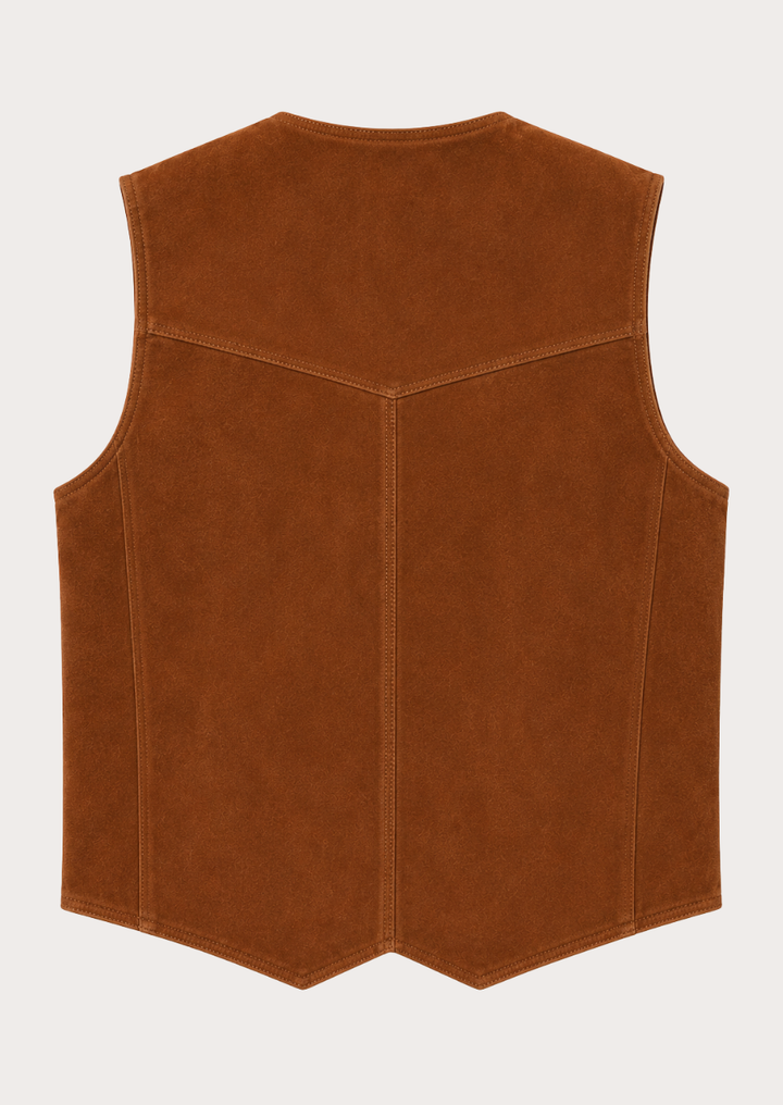 Men's Western suede leather vest perfect for rodeos and country wear.