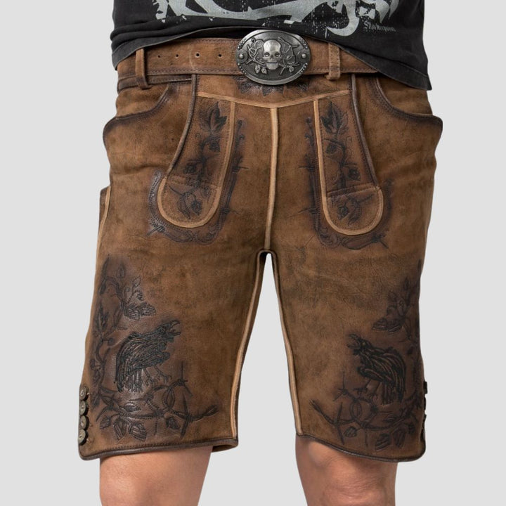Add a touch of tradition and style to your German heritage wardrobe with these embroidered men’s Lederhosen, perfect for cultural celebrations.