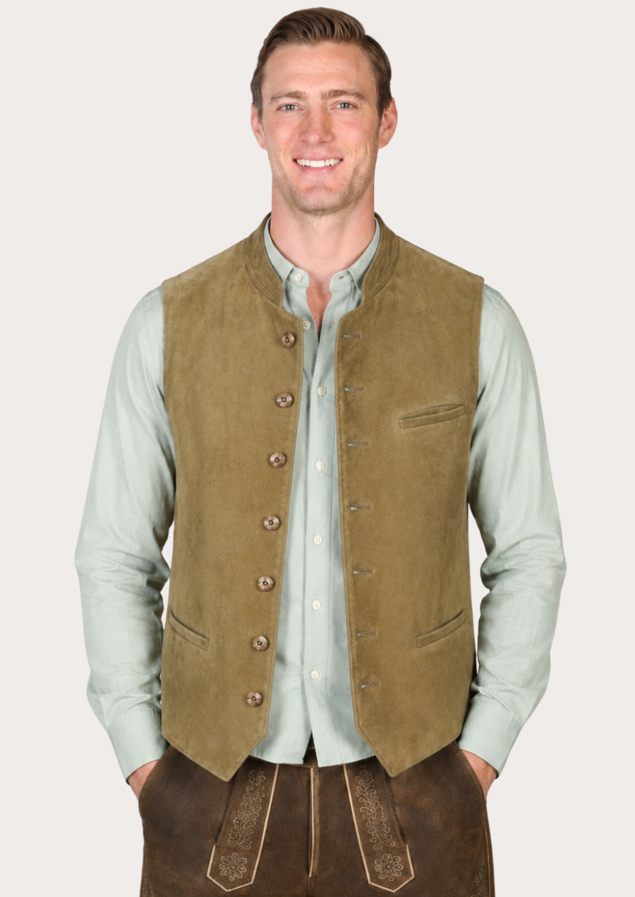 Premium suede vest inspired by classic Bavarian folk fashion