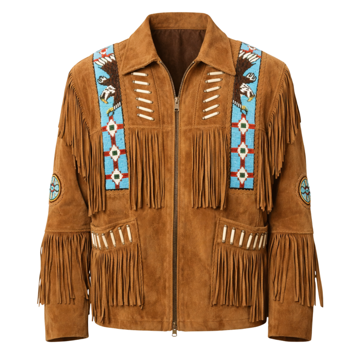 Men's suede western fringed jacket with cowboy styling