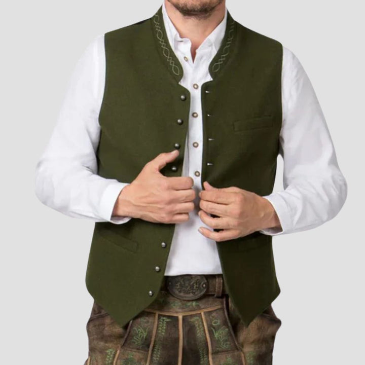 Perfect for special occasions, this Trachten vest combines tradition and elegance with its metal button accents.