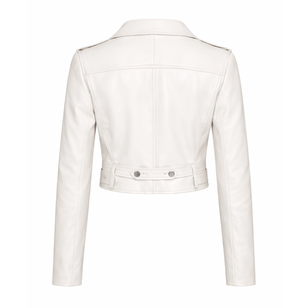 Metallic gold crocodile embossed leather jacket for fashion wear