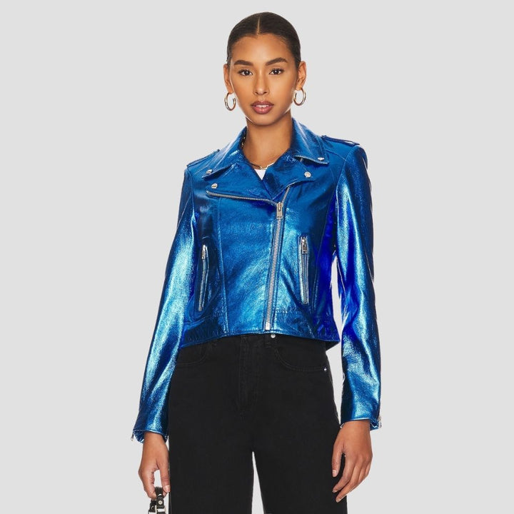 Shop metallic jackets for women with zip closure, designed for a modern style. The sleek metallic finish and functional zip closure make this jacket a must-have for trendy outfits.