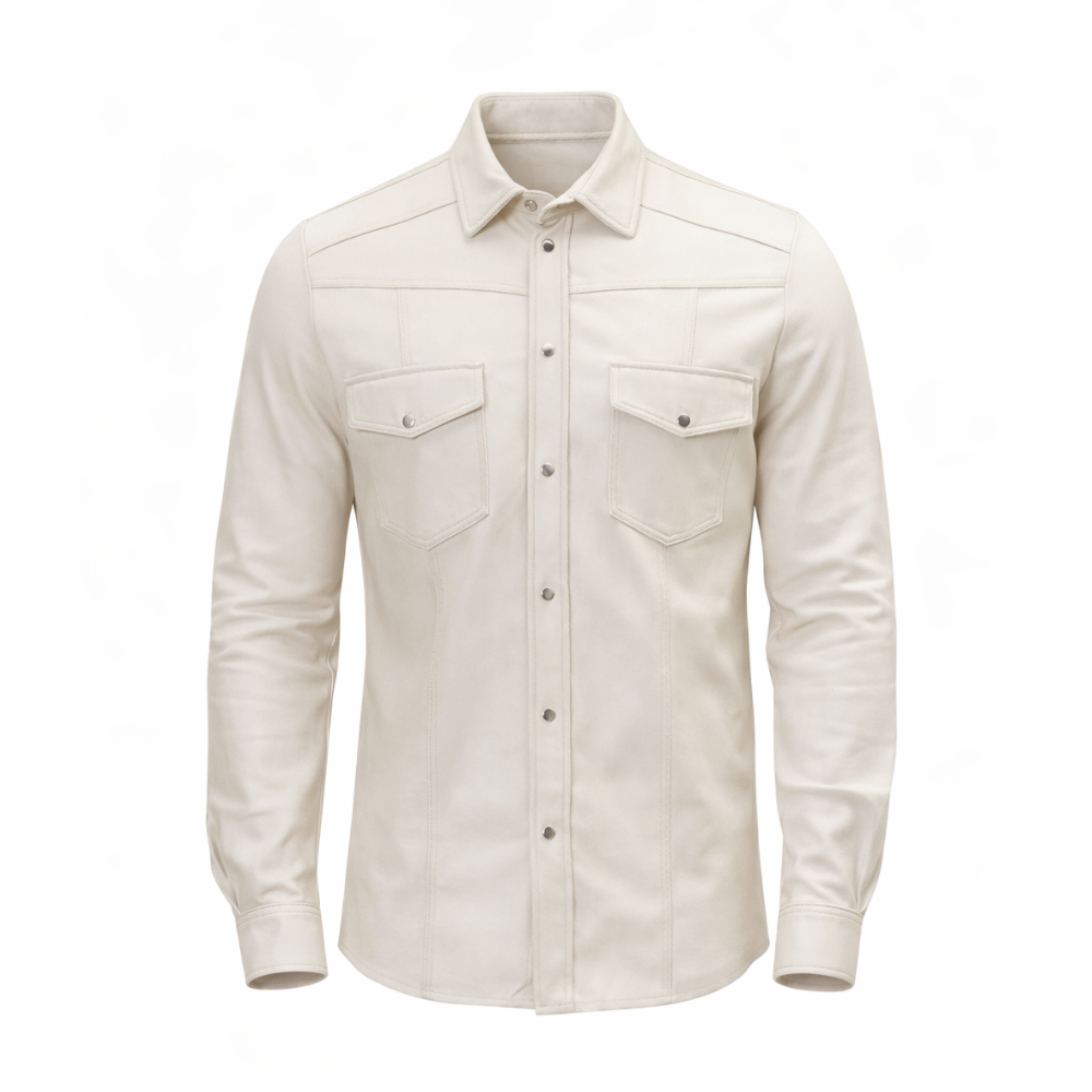 Modern men’s leather shirt stylish edgy outdoor fashion wear