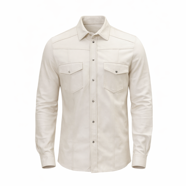 Modern men’s leather shirt stylish edgy outdoor fashion wear