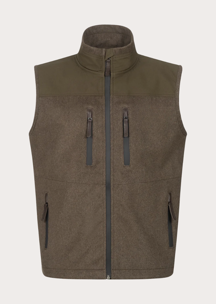Premium brown wool vest crafted from soft Merino wool with classic Trachten design
