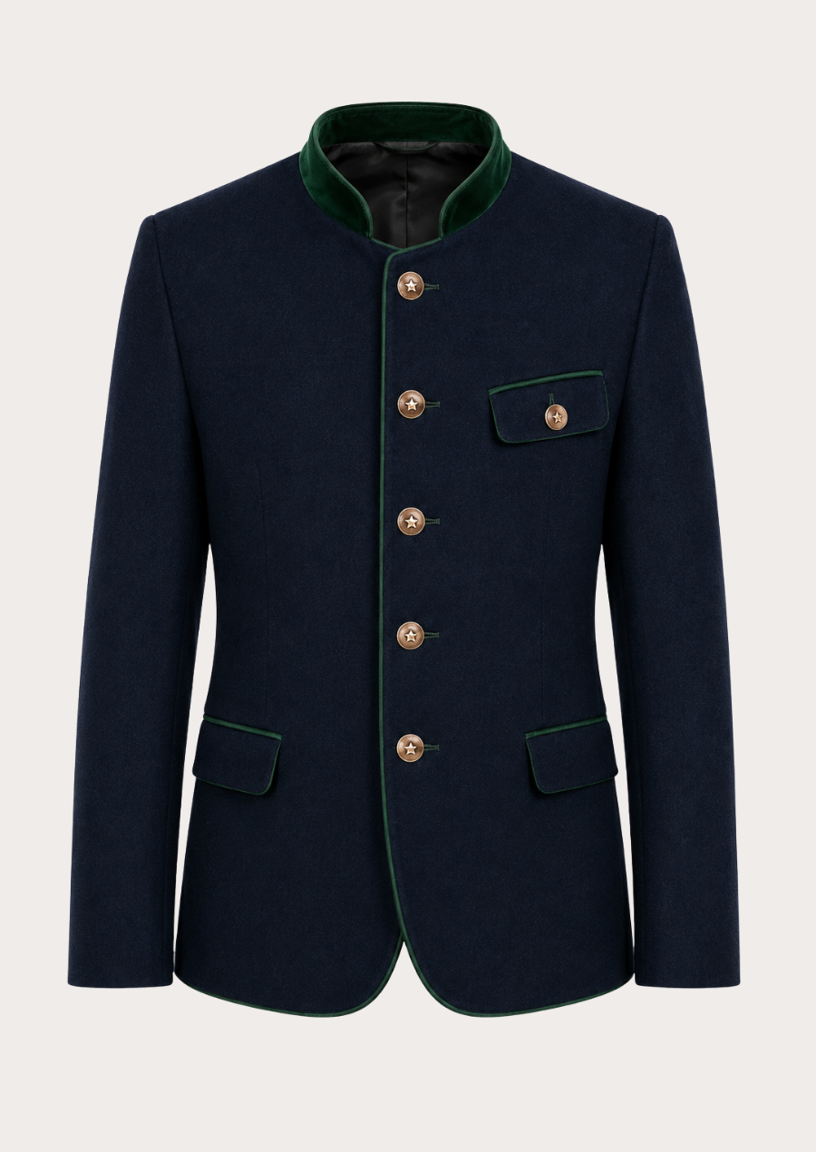 Traditional Austrian Trachten jacket in navy blue with horn-style buttons