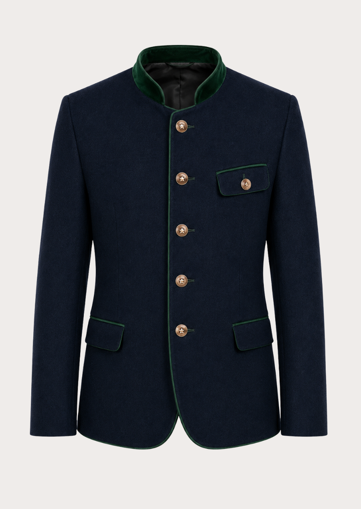 Traditional Austrian Trachten jacket in navy blue with horn-style buttons