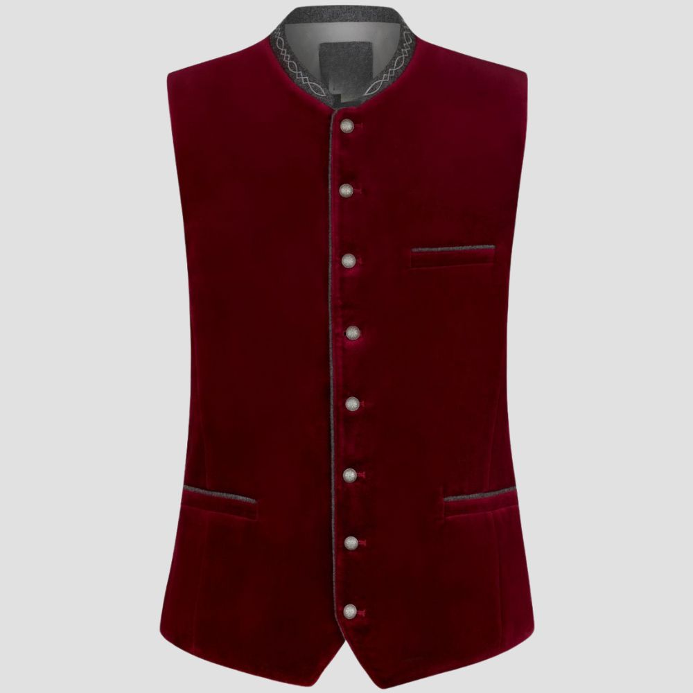 Designed for the modern man, this Bavarian Trachten vest offers a perfect balance of heritage and contemporary style for Oktoberfest celebrations.