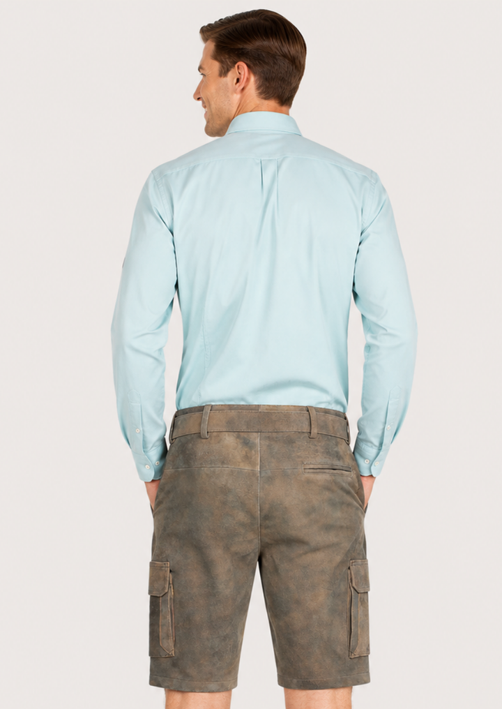 Rustic cargo-style Lederhosen crafted from soft suede leather for timeless heritage wear