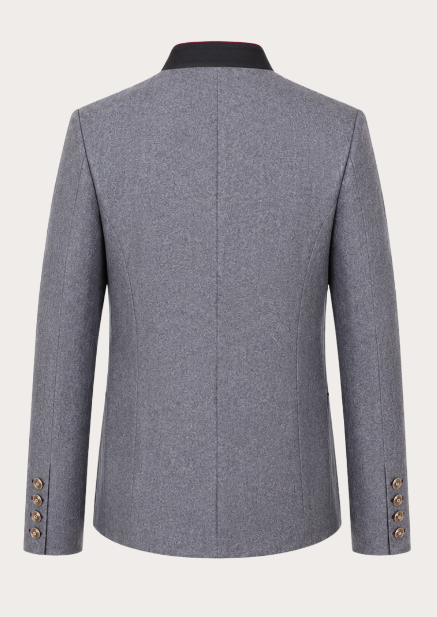 Traditional Bavarian jacket with slim-fit tailoring and stand-up collar design