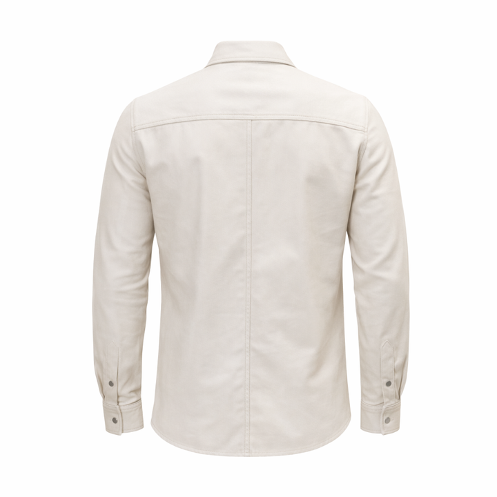 Fashionable men leather shirt rugged and stylish outdoor apparel