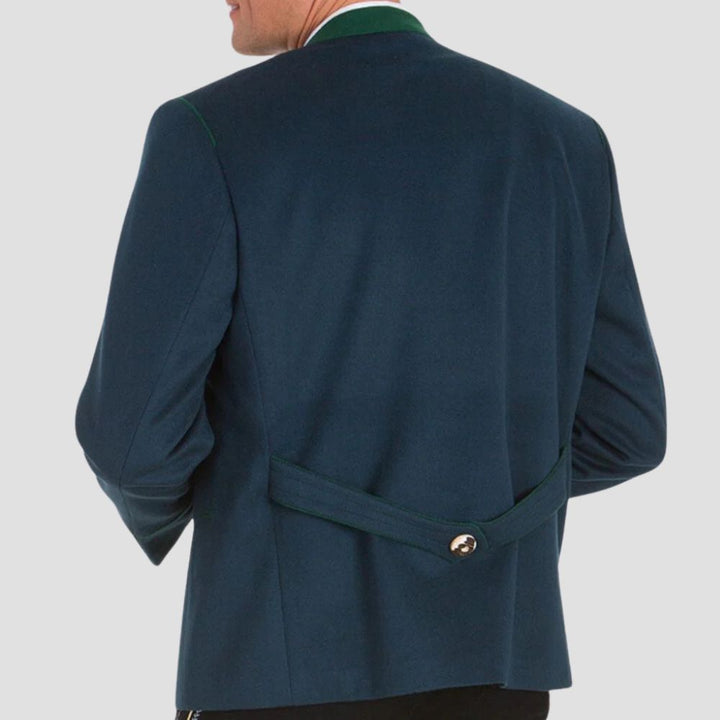 Stylish Royal Blue Double-Breasted Bavarian Coat for Men