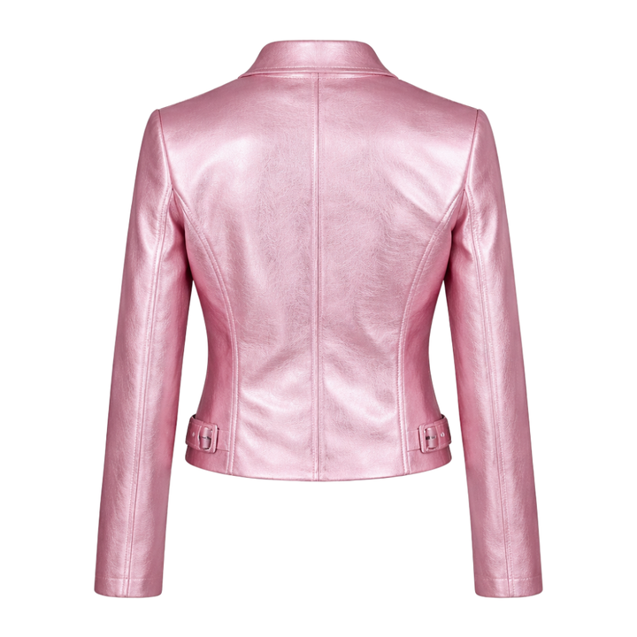 Premium pink metallic leather jacket for casual and streetwear looks
