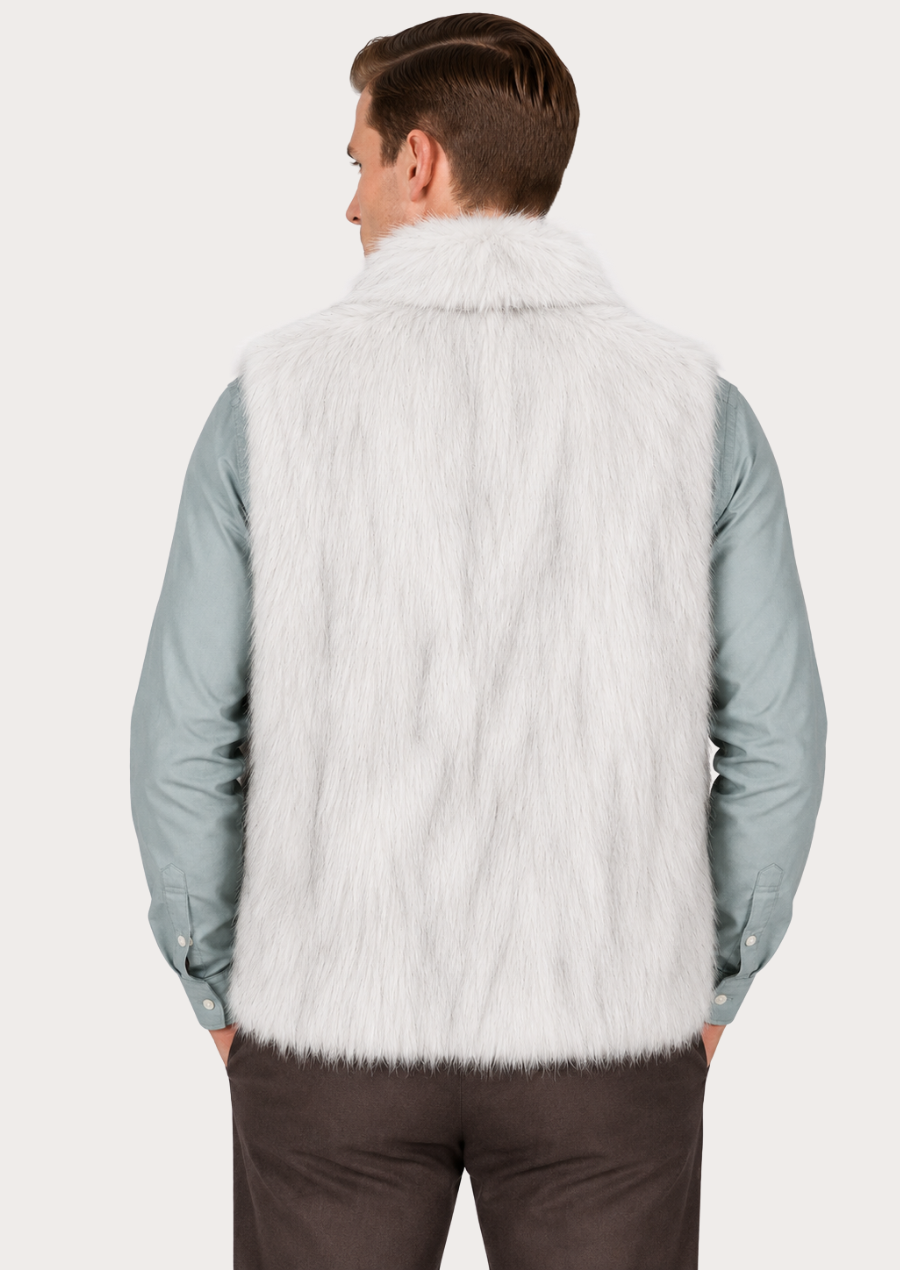 Premium winter faux shearling vest in Arctic White with comfortable fit.