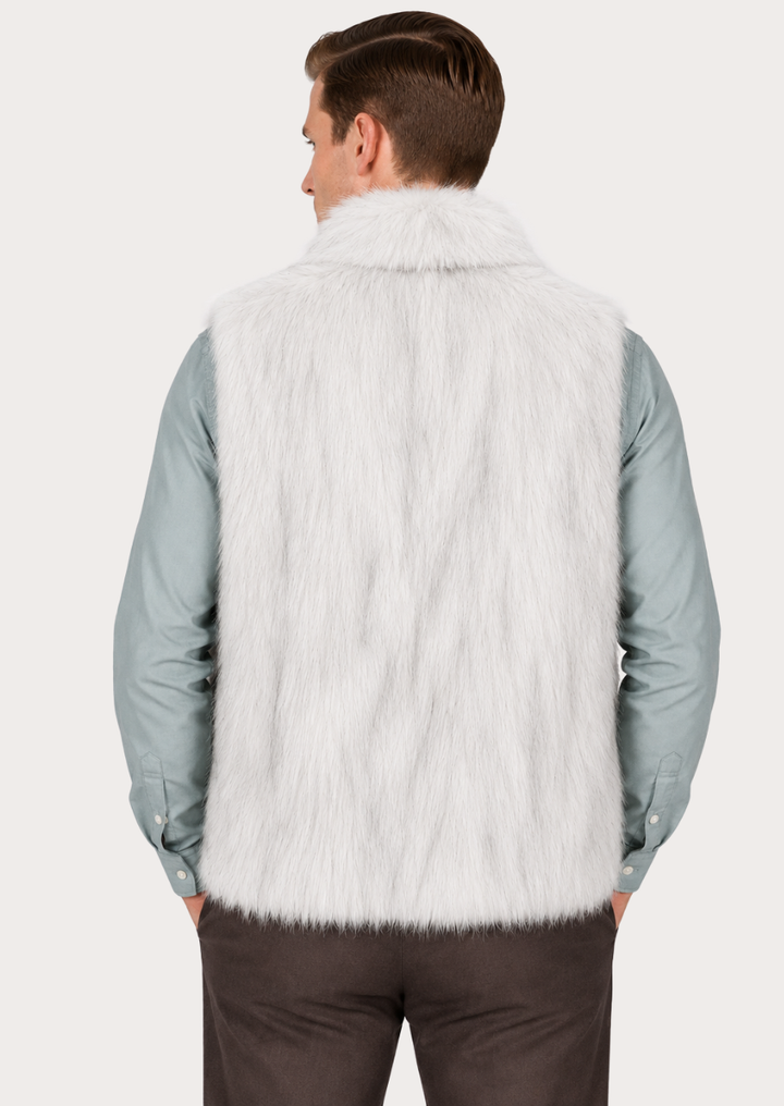 Premium winter faux shearling vest in Arctic White with comfortable fit.