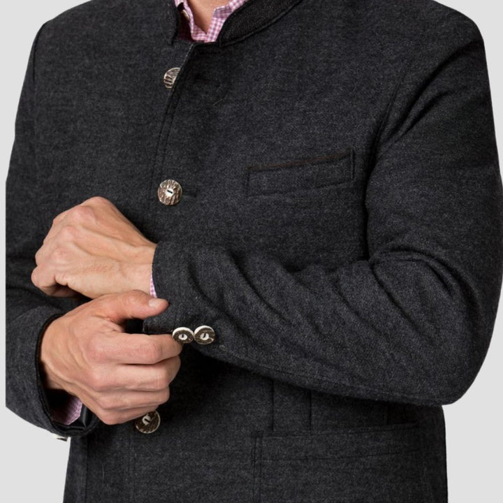 Stylish Black Wool Bavarian Jacket for Men