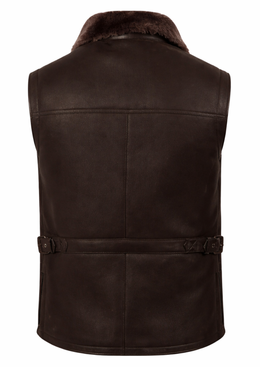 Soft shearling lined lambskin leather vest for men