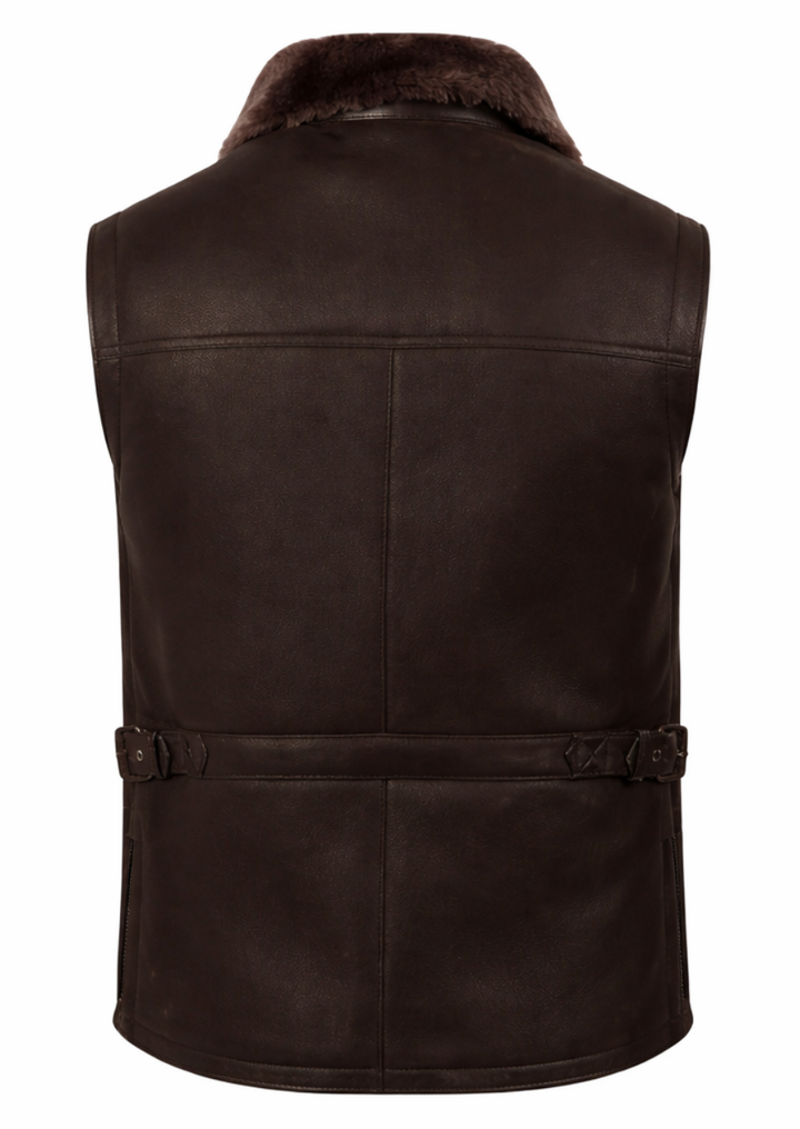 Soft shearling lined lambskin leather vest for men