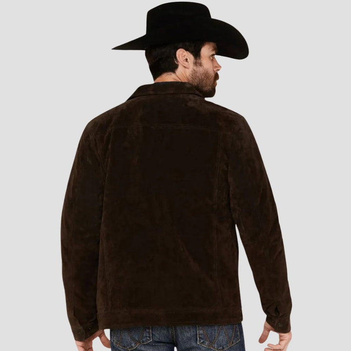 This premium suede cowboy jacket blends classic western style with modern sophistication, perfect for stylish, confident men.