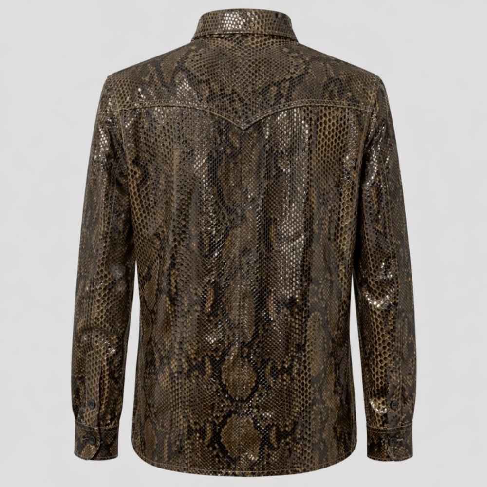 Snakeskin leather shirt stylish exotic pattern fashion wear