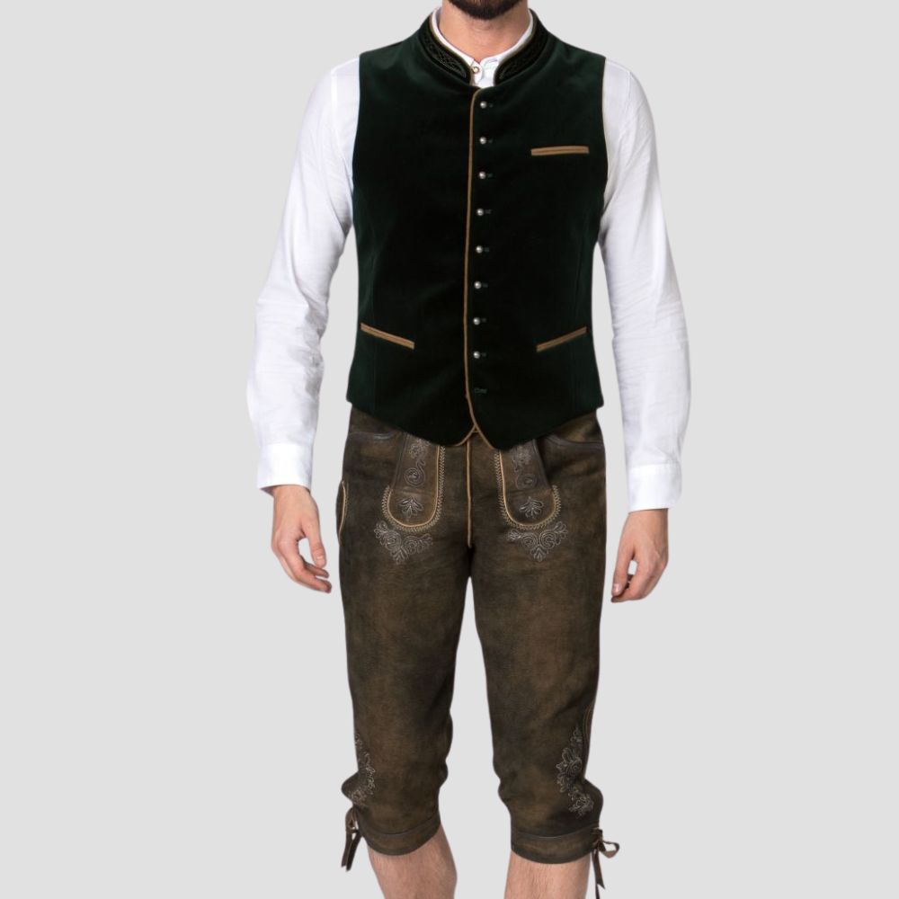 Celebrate your heritage in style with this premium velvet Trachten waistcoat, crafted for men who value luxury and tradition.