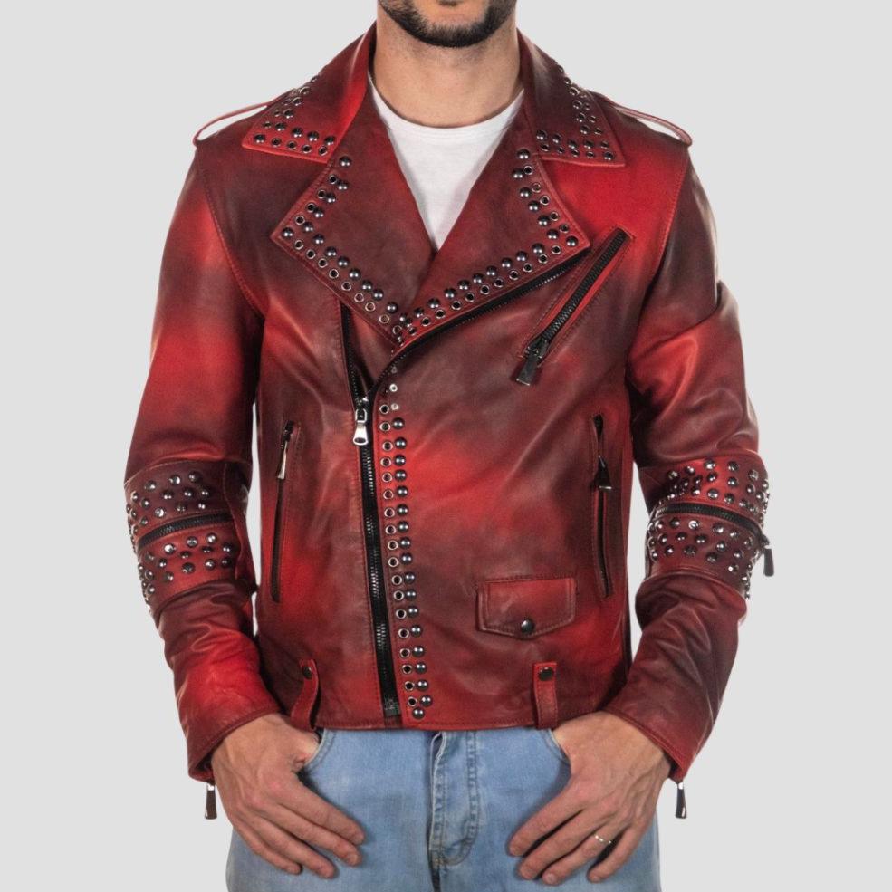 Channel your inner rebel with this classic punk rock leather jacket, crafted for those who love edgy fashion.