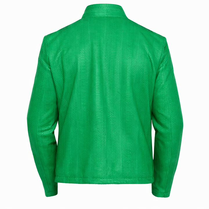 Premium python embossed leather jacket for men with modern fit
