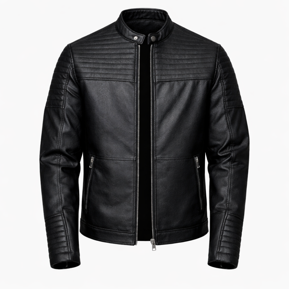 Quilted leather jacket for men with premium genuine leather 