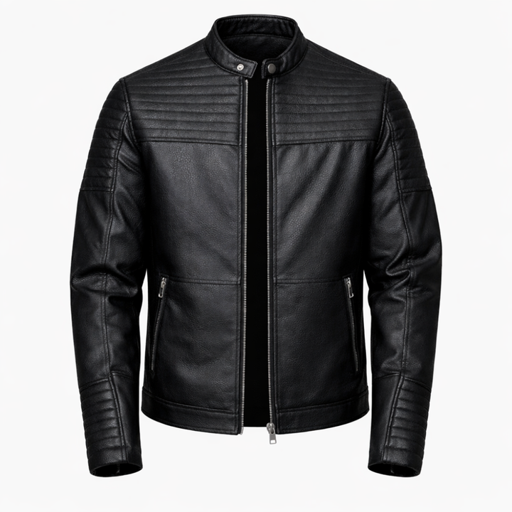 Quilted leather jacket for men with premium genuine leather 